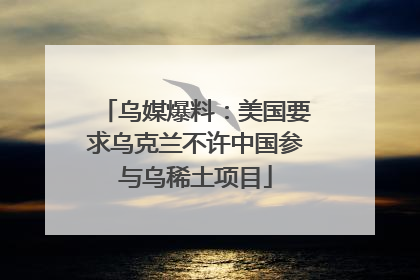 乌媒爆料：美国要求乌克兰不许中国参与乌稀土项目